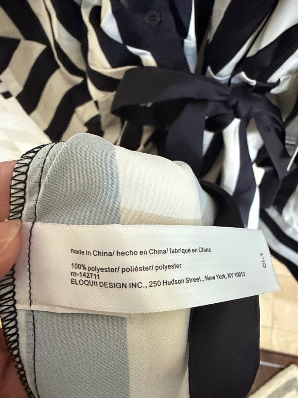 Eloquii Black & off White Diagonal Stripe Wrap Shirt Dress Sz 18 - Picture 8 of 10